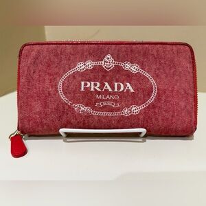 Prada Red Canapa Vintage Wallet